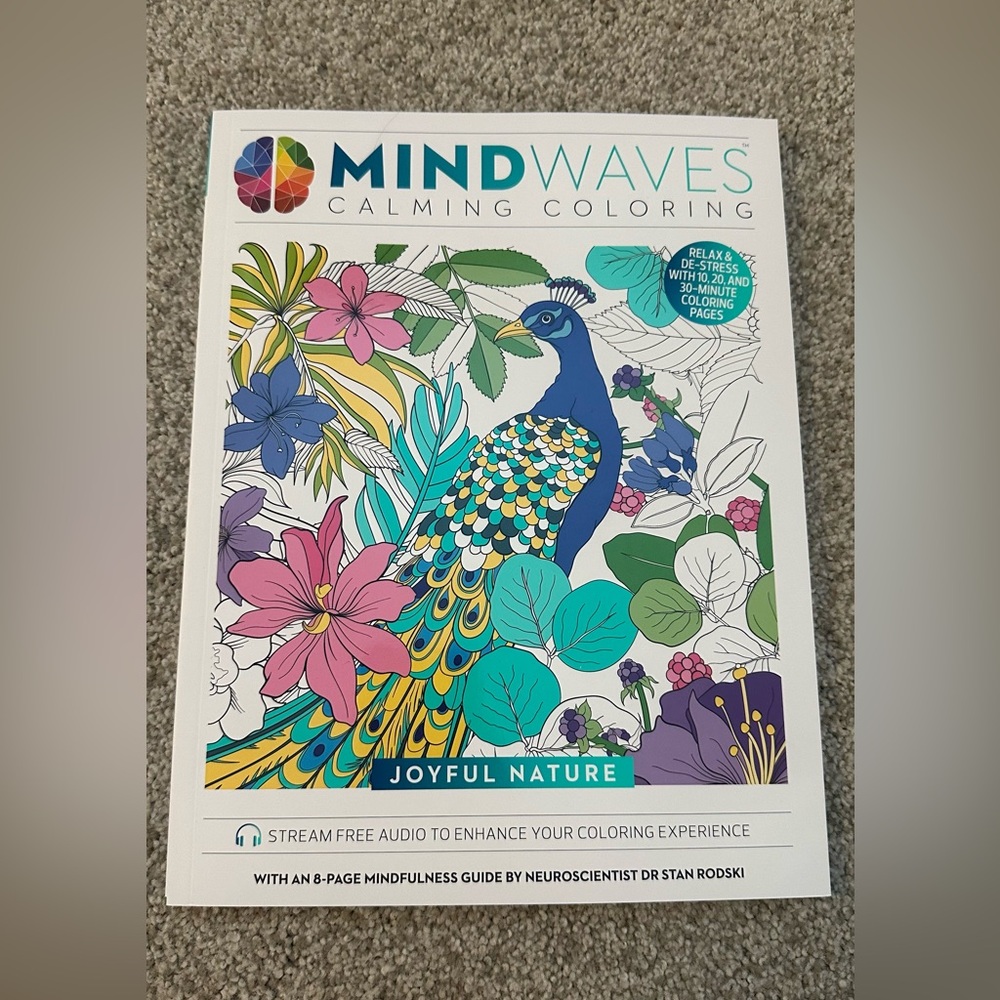 Mind Waves Joyful Nature Coloring Book - Teal, Blue, Pink